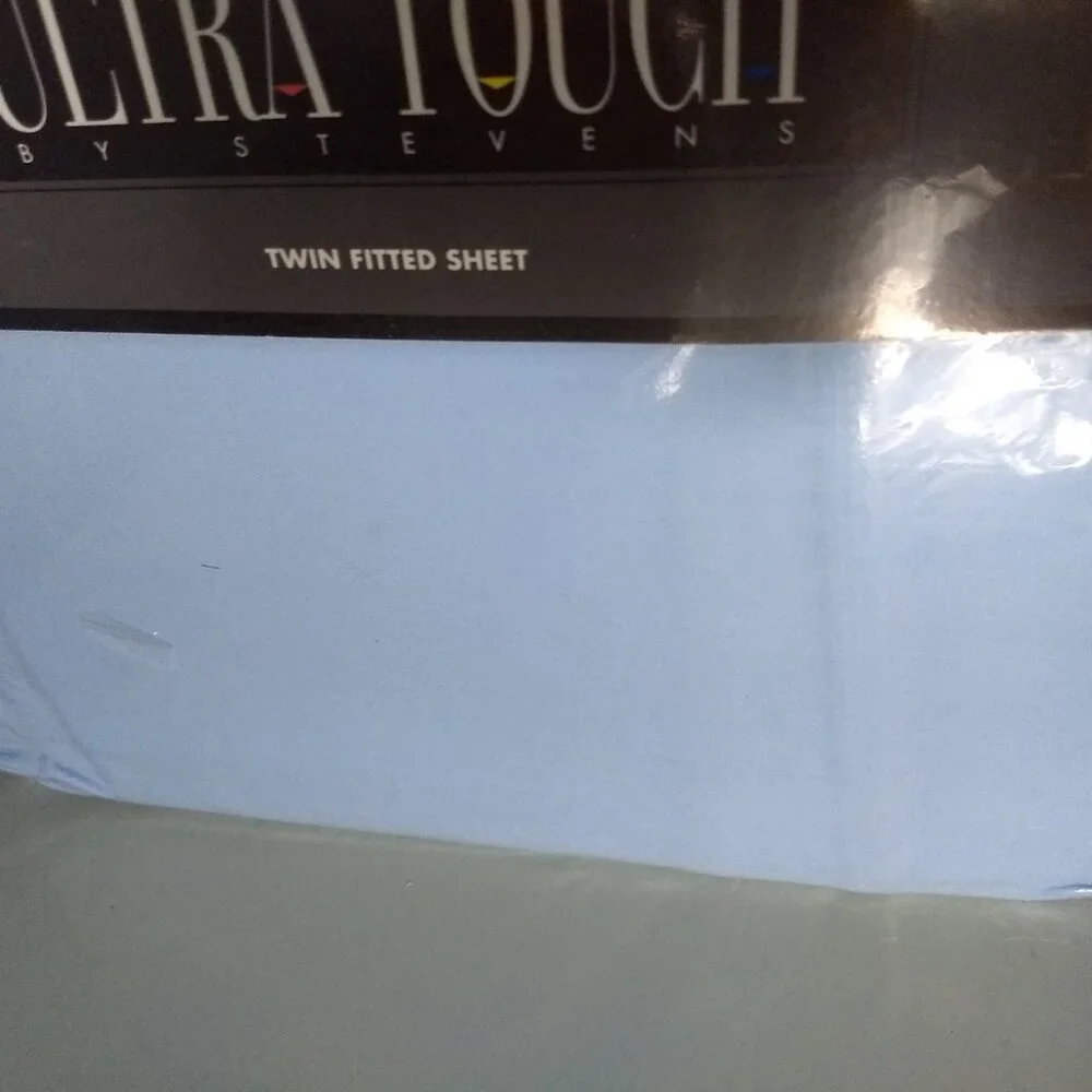 Stevens Ultra Touch Fitted Twin Sheet Sky Blue Luxury Percale‎ Cotton Blend NOS